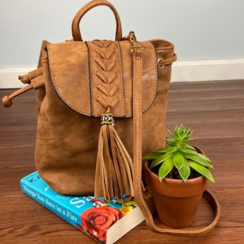 NWT Isiyiner Backpack Purse Leather Casual Bohemian Small Bag with Tassel